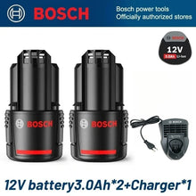 Bosch 12V battery set packaging, four batteries with charger included
