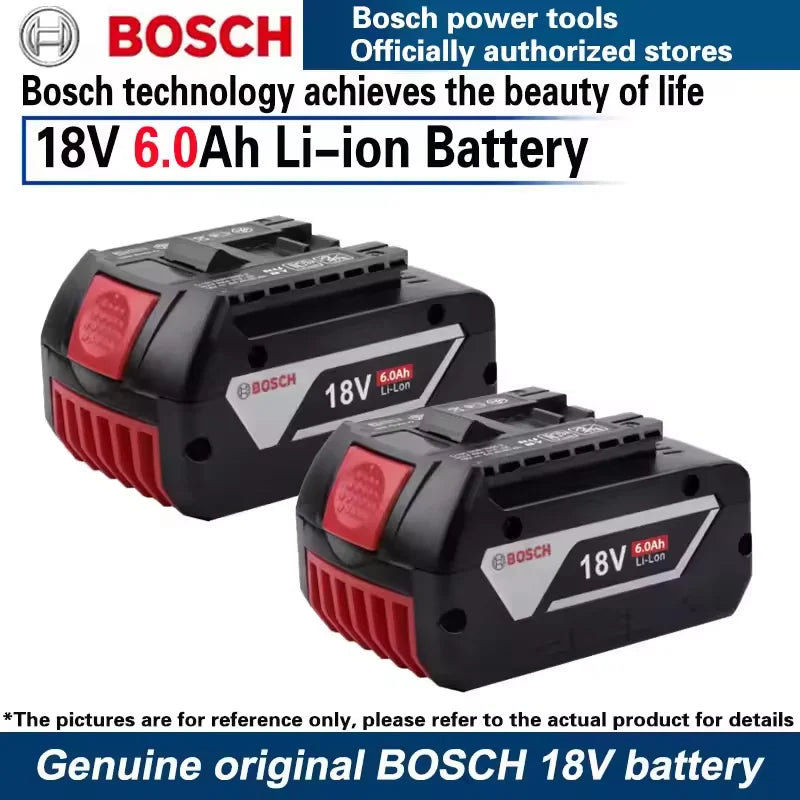 Bosch 18V battery pack in black packaging, two batteries shown