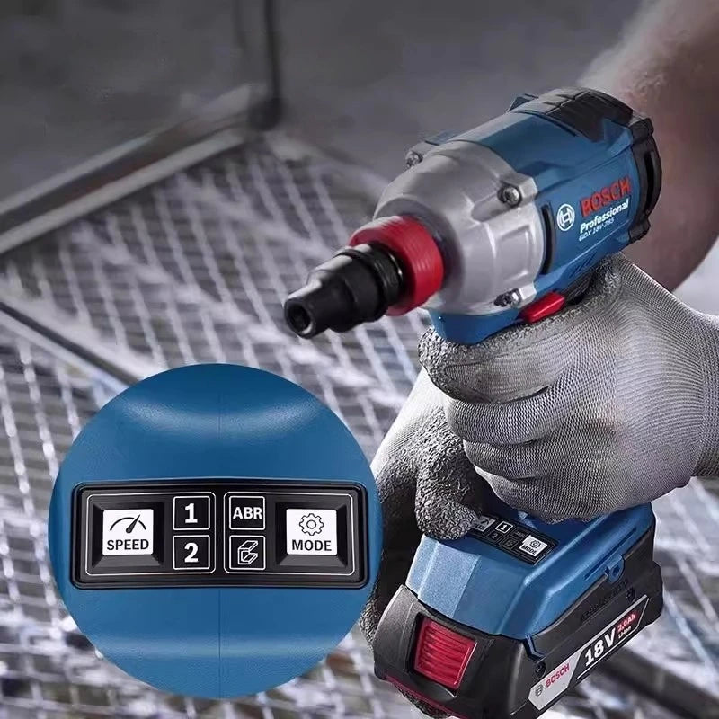 Bosch GDX 18V-285 detail view, compact design with battery indicator