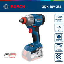 Bosch GDX 18V-285 packaging, blue and red branding on white background