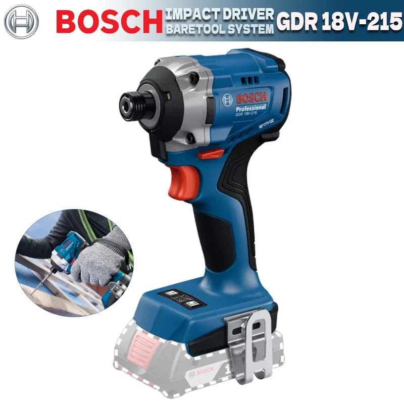 Bosch GDR 18V-215 front view, blue and black brushless impact driver