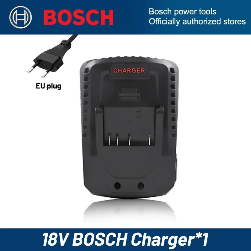 Bosch charger packaging, black and red with multiple ports