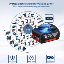 Bosch 18V battery compatibility chart detail, blue and black layout