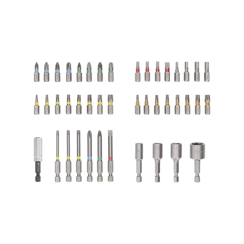 Bosch hard case packaging with red and white branding, 43-piece set