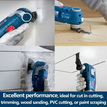 Bosch cordless oscillating tool lifestyle shot cutting and sanding