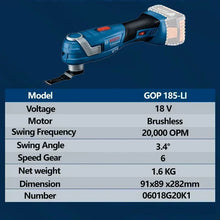 Bosch cordless oscillating tool specifications detail with model and speed