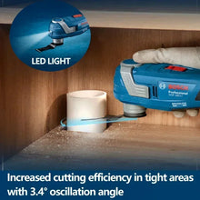 Bosch oscillating tool cutting efficiency detail highlighting oscillation angle
