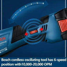 Bosch oscillating tool speed control detail with 6-speed settings
