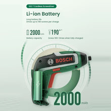 Bosch screwdriver battery info detail close-up in green and black