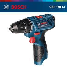 Bosch GSR 120-LI front view in blue and black with pistol grip