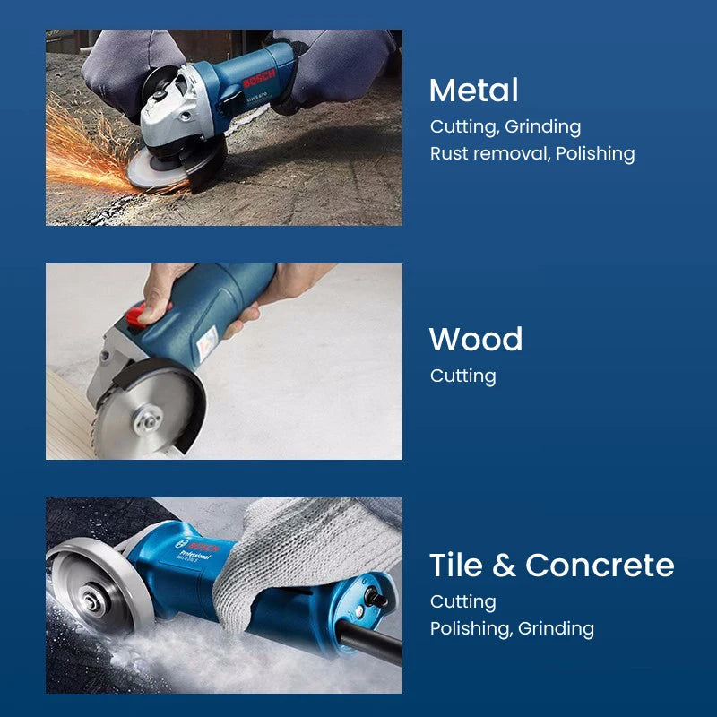 Bosch GWS 700 applications shot, blue tool for cutting