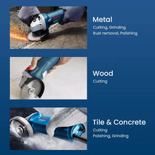 Bosch GWS 700 applications shot, blue tool for cutting