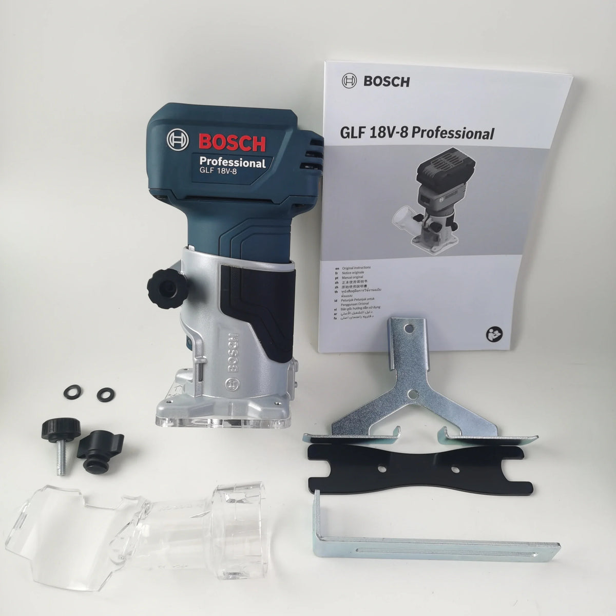 Bosch GLF 18V-8 motor technical illustration in gray and blue