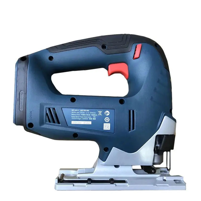 Bosch GST 185-LI compact cordless jigsaw side view, blue and black