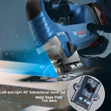 Bosch GST 185-LI cutting detail with adjustable speed feature, blue and silver