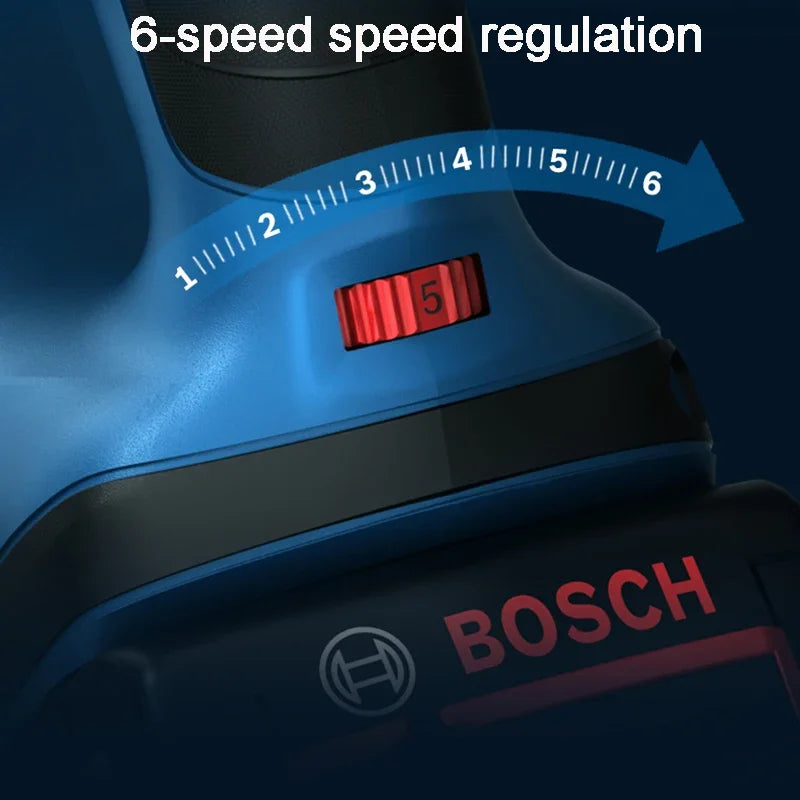 Bosch GST 185-LI speed regulation dial close-up, blue and black