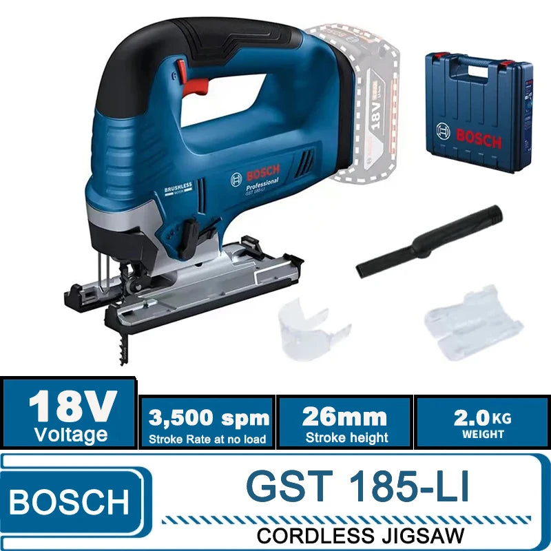 Bosch GST 185-LI jigsaw packaging front view, blue and black