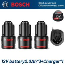 Bosch 12V Li-ion battery pack packaging, black and red, front view