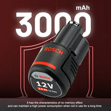 Bosch 12V battery charger detail, black and red compact design