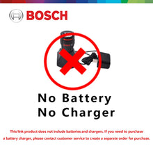 Bosch battery warning graphic, red and black no battery message