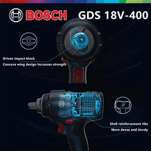 Bosch GDS 18V-400 close-up of control buttons, blue and black