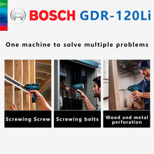 Bosch GDR-120Li specifications detail, white and blue tool view