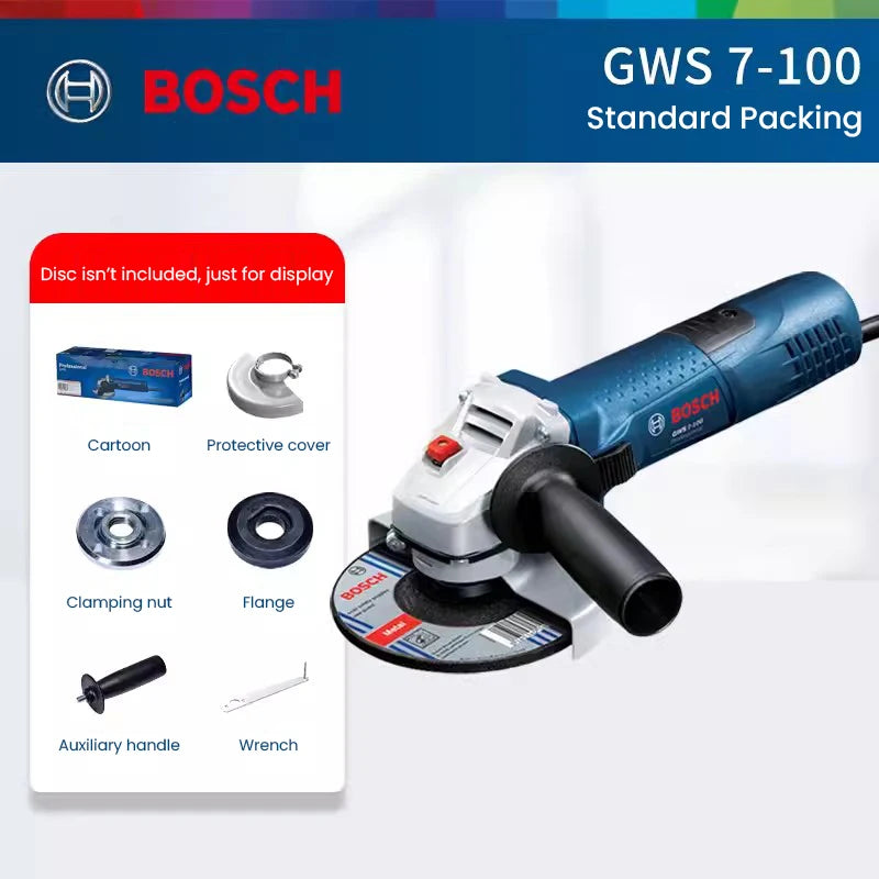 Bosch GWS700 accessories packaging shot in blue and red