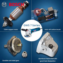 Bosch GWS700 specifications detail close-up in black and red