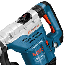 Bosch GBH 18V-22 X close-up detail, handle and battery compartment on blue tool