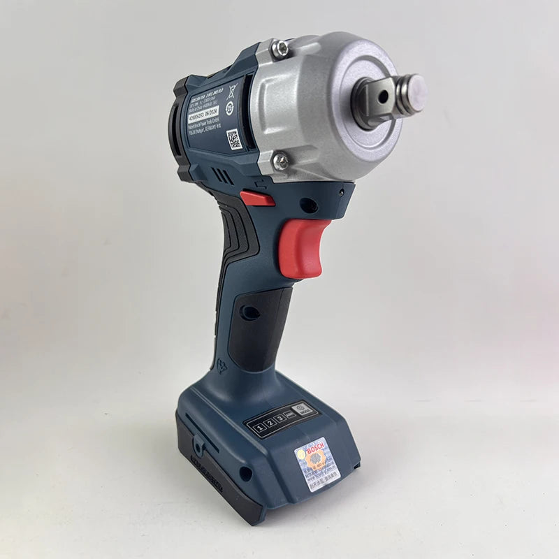 Bosch GDS18V-350 impact wrench side view, blue cordless ergonomic grip