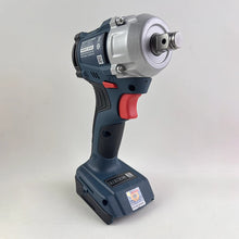 Bosch GDS18V-350 impact wrench side view, blue cordless ergonomic grip