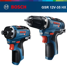 Bosch GSR 12V drill front view, blue and black with LED light