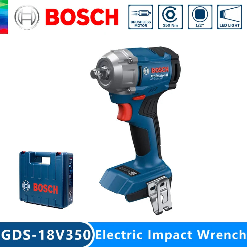 Bosch GDS 18V-350 impact wrench blue and black lifestyle with LED light