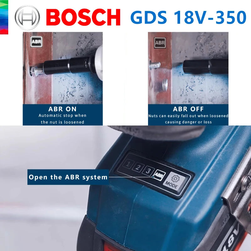 Bosch GDS 18V-350 impact wrench in packaging with blue and black colors