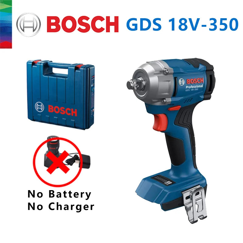 Bosch GDS 18V-350 with carrying case in blue, black, and red