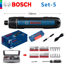 Bosch GO 3 cordless screwdriver set packaging with tools and accessories in box