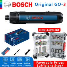 Bosch GO 3 cordless screwdriver lifestyle shot, blue and black with LED light