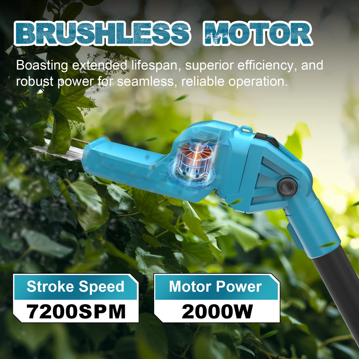 Gisam brushless motor detail close-up, blue and black