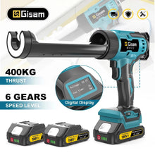 Gisam cordless glue gun front view in blue and black