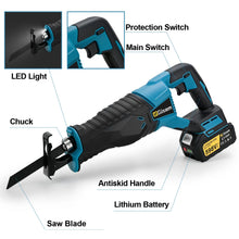 Gisam reciprocating saw close-up with LED light and protective handle