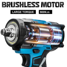 Gisam cordless impact wrench in use on a tire, gloved hand