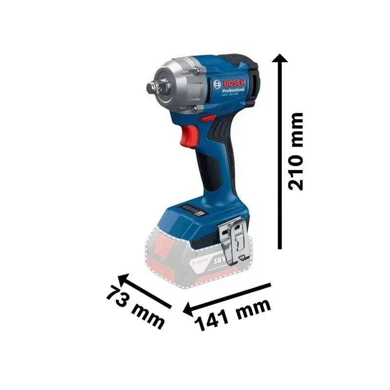Bosch drill specifications detail close-up on white background