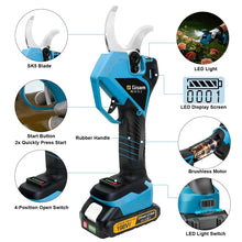 Gisam cordless pruner tool detail with LED light and ergonomic handle