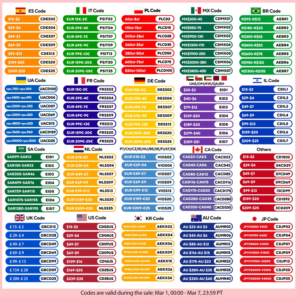 Gisam color chart swatches, multiple shades including blue and yellow