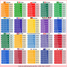 Gisam color chart swatches, multiple shades including blue and yellow