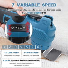 Gisam oscillating tool speed settings, user controls in blue and black