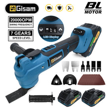 Gisam oscillating multitool packaging, blue and black set