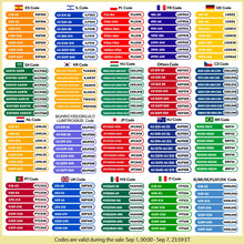 Gisam color chart close-up with yellow, red, blue, and green shades