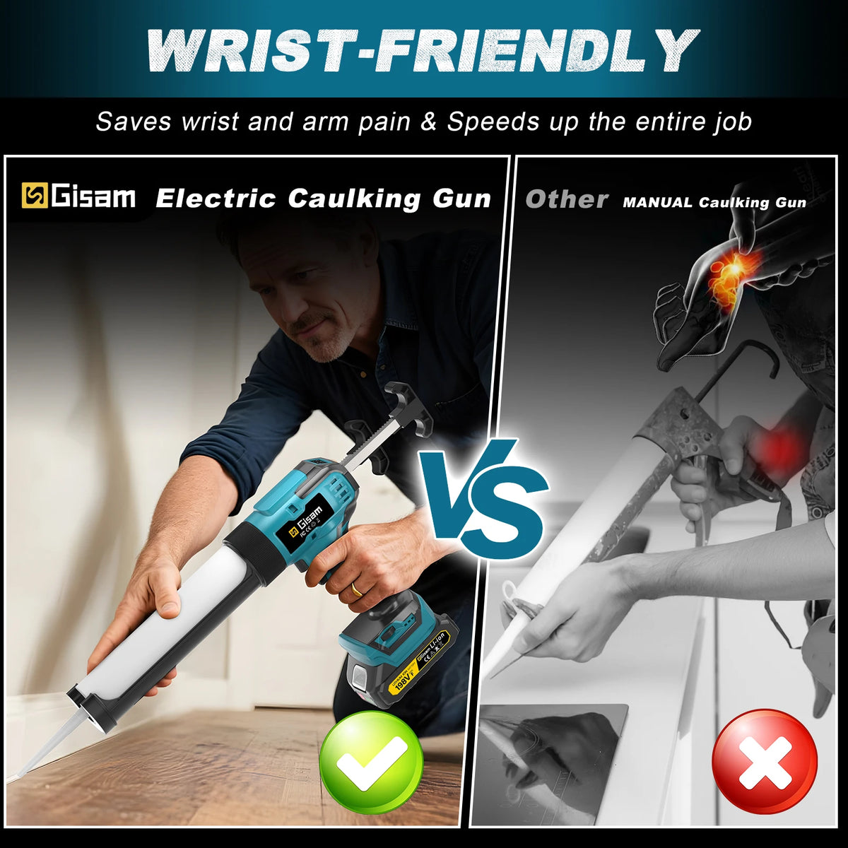 Gisam tool comparison chart, wrist-friendly design in black and white