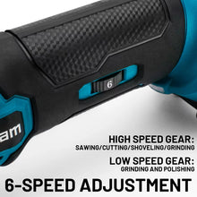 Gisam oscillating tool speed gears detail, high and low settings